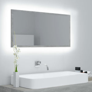 LED-Badspiegel Betongrau 90x37 cm