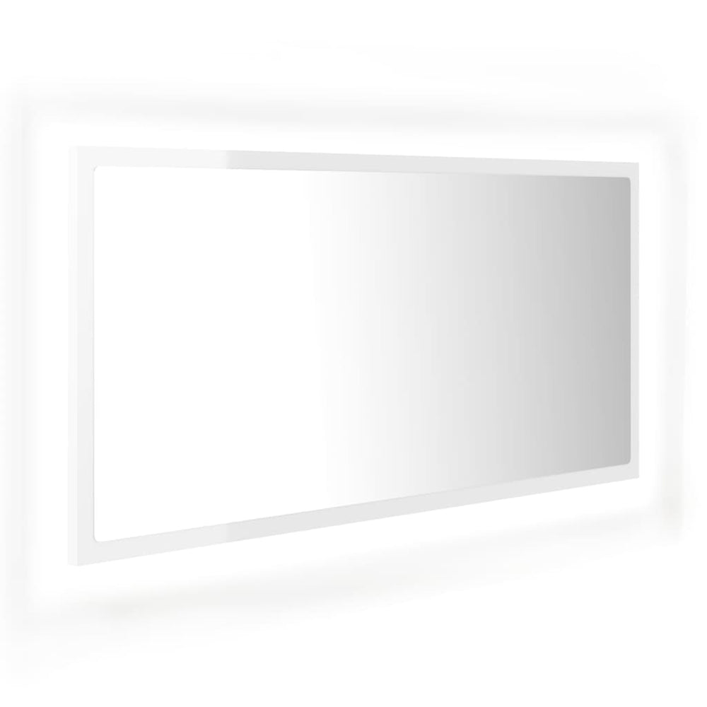 LED Badspiegel Hochglanz Weiß 90x37 cm
