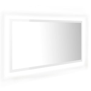 LED Badspiegel Hochglanz Weiß 90x37 cm