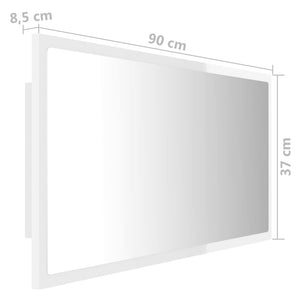 LED Badspiegel Hochglanz Weiß 90x37 cm
