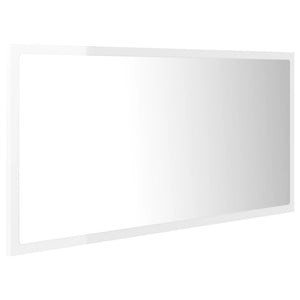 LED Badspiegel Hochglanz Weiß 90x37 cm