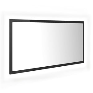 LED Badspiegel Hochglanz Grau 90cm