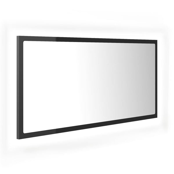 LED Badspiegel Hochglanz Grau 90cm