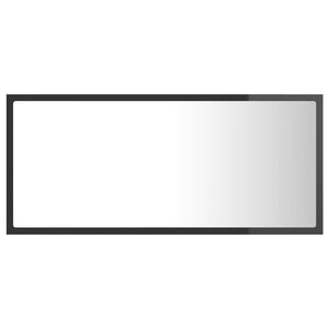 LED Badspiegel Hochglanz Grau 90cm