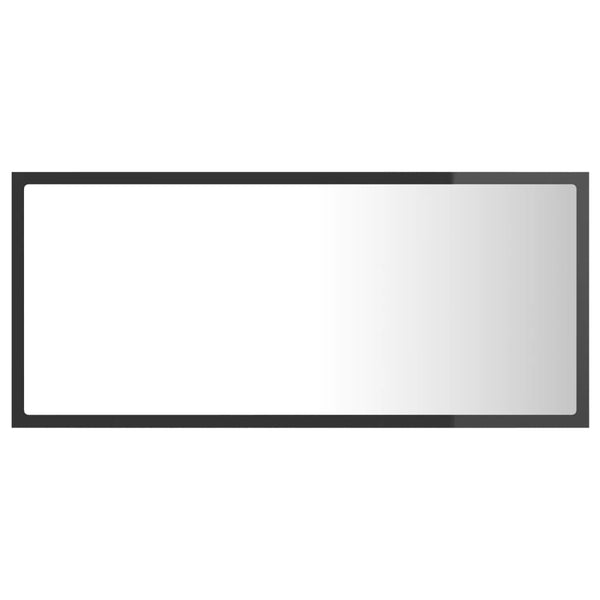 LED Badspiegel Hochglanz Grau 90cm