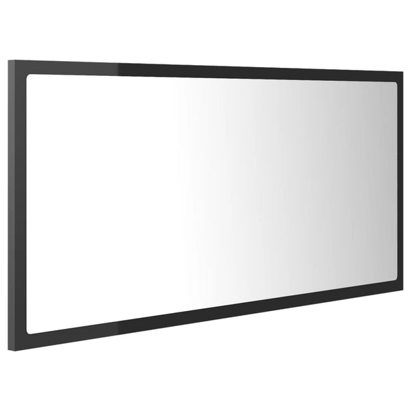 LED Badspiegel Hochglanz Grau 90cm