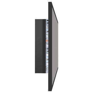 LED Badspiegel Hochglanz Grau 90cm