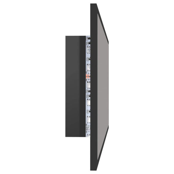 LED Badspiegel Hochglanz Grau 90cm