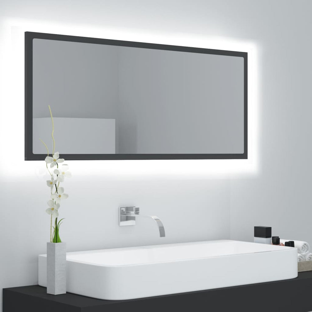 LED Badspiegel Grau 100 cm