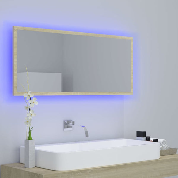 LED Badspiegel Sonoma-Eiche 100 cm