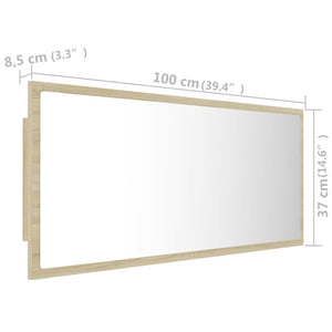 LED Badspiegel Sonoma-Eiche 100 cm