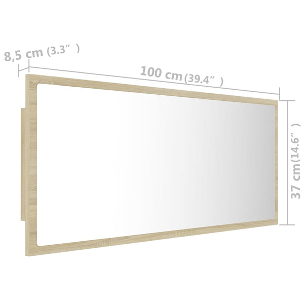 LED Badspiegel Sonoma-Eiche 100 cm
