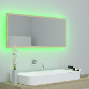 LED Badspiegel Sonoma-Eiche 100 cm