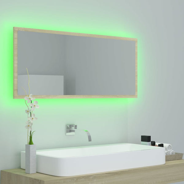 LED Badspiegel Sonoma-Eiche 100 cm