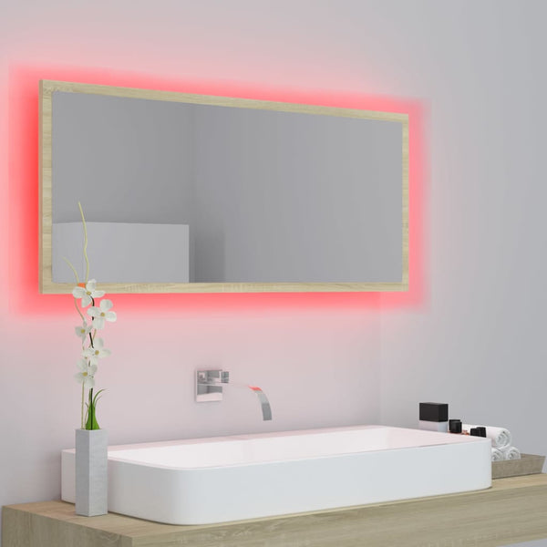 LED Badspiegel Sonoma-Eiche 100 cm
