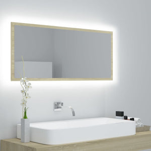 LED Badspiegel Sonoma-Eiche 100 cm