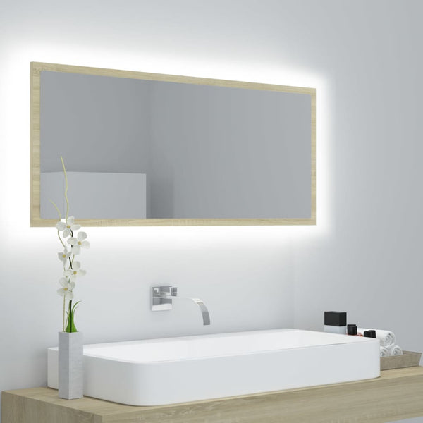 LED Badspiegel Sonoma-Eiche 100 cm