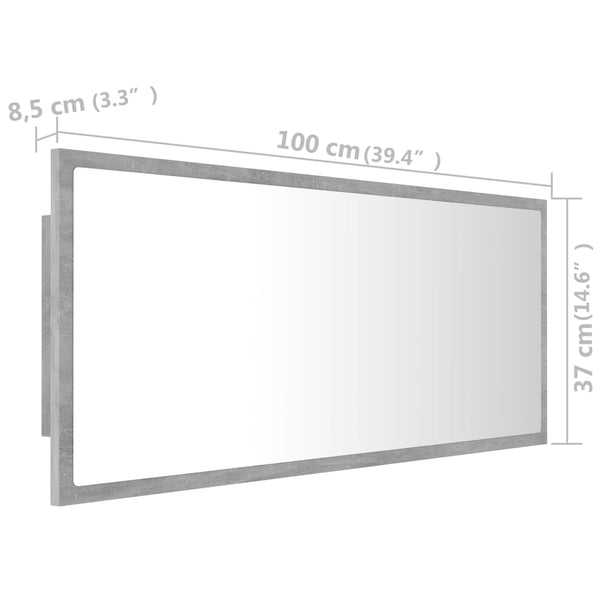 LED Badspiegel Betongrau 100 cm