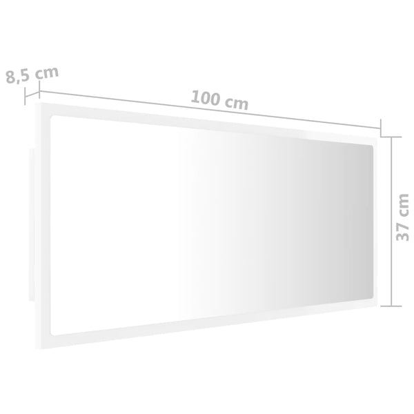 LED Badspiegel Hochglanz Weiß 100cm