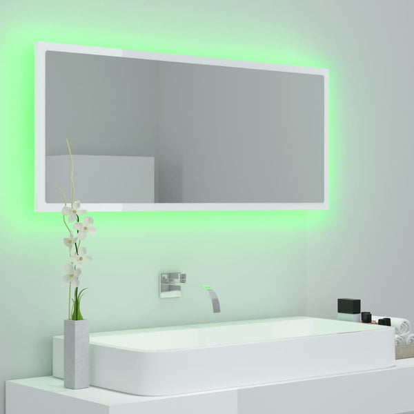 LED Badspiegel Hochglanz Weiß 100cm