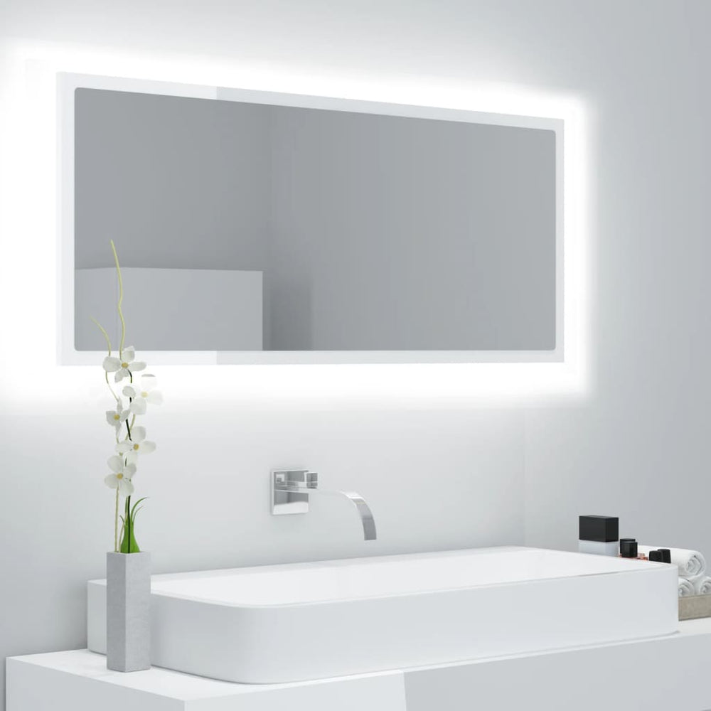 LED Badspiegel Hochglanz Weiß 100cm