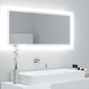 LED Badspiegel Hochglanz Weiß 100cm