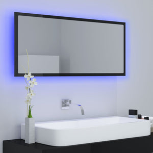 LED Badspiegel Hochglanz Schwarz 100cm
