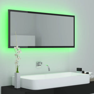 LED Badspiegel Hochglanz Schwarz 100cm