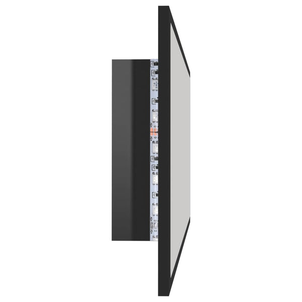 LED Badspiegel Hochglanz Schwarz 100cm