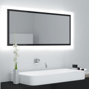 LED Badspiegel Hochglanz Schwarz 100cm