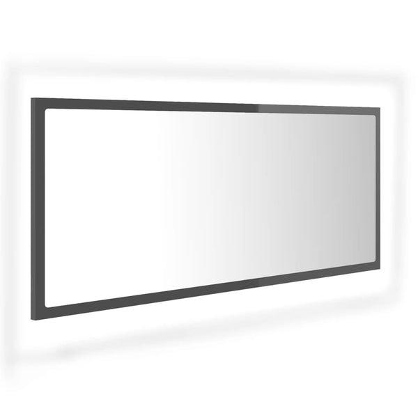 LED Badspiegel Hochglanz Grau 100cm