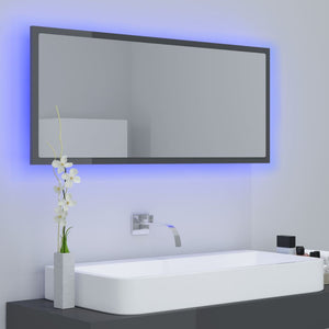 LED Badspiegel Hochglanz Grau 100cm