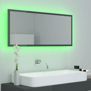 LED Badspiegel Hochglanz Grau 100cm