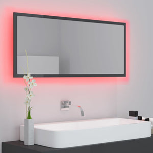 LED Badspiegel Hochglanz Grau 100cm
