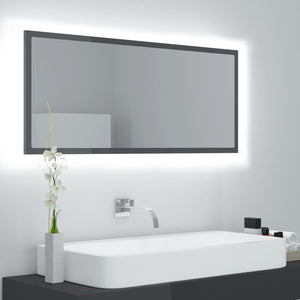 LED Badspiegel Hochglanz Grau 100cm
