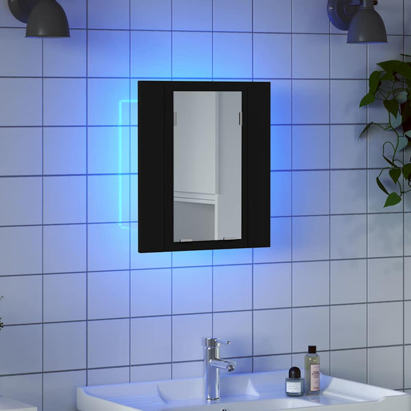 LED Bad Spiegelschrank Schwarz 40x45 cm