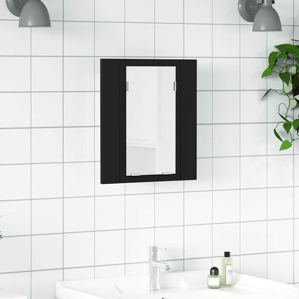 LED Bad Spiegelschrank Schwarz 40x45 cm