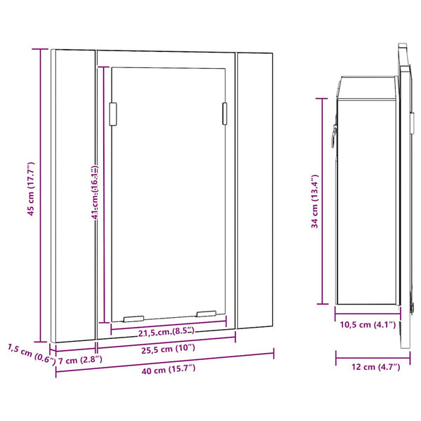 LED Bad Spiegelschrank Betongrau 40x45 cm