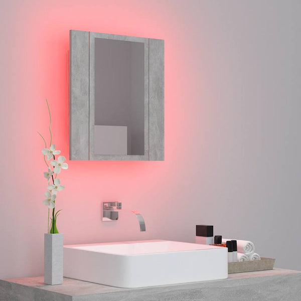 LED Bad Spiegelschrank Betongrau 40x45 cm