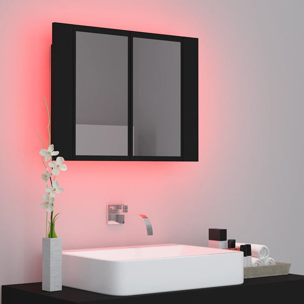 LED Bad Spiegelschrank Schwarz 60 cm