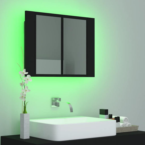 LED Bad Spiegelschrank Schwarz 60 cm