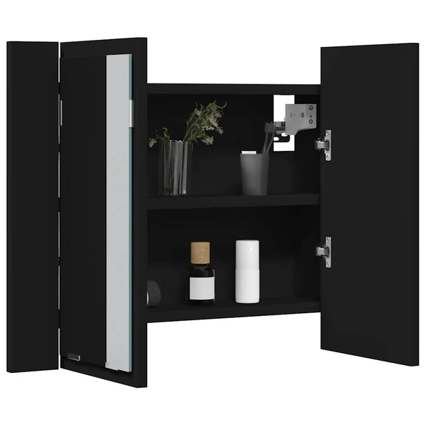 LED Bad Spiegelschrank Schwarz 60 cm