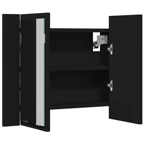 LED Bad Spiegelschrank Schwarz 60 cm
