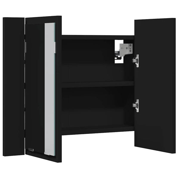 LED Bad Spiegelschrank Schwarz 60 cm