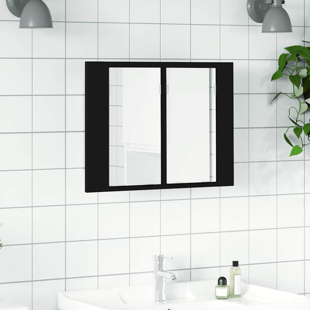 LED Bad Spiegelschrank Schwarz 60 cm