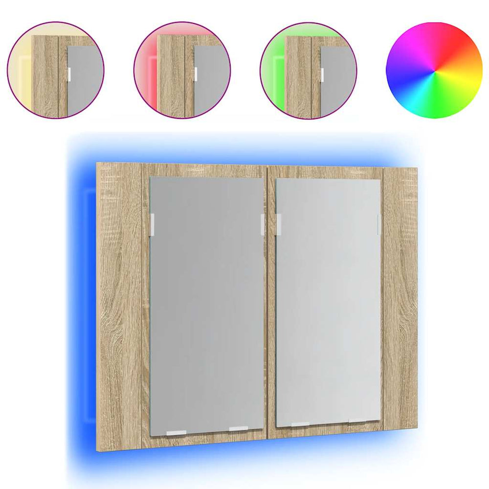 LED Bad Spiegelschrank Sonoma Eiche 60 cm