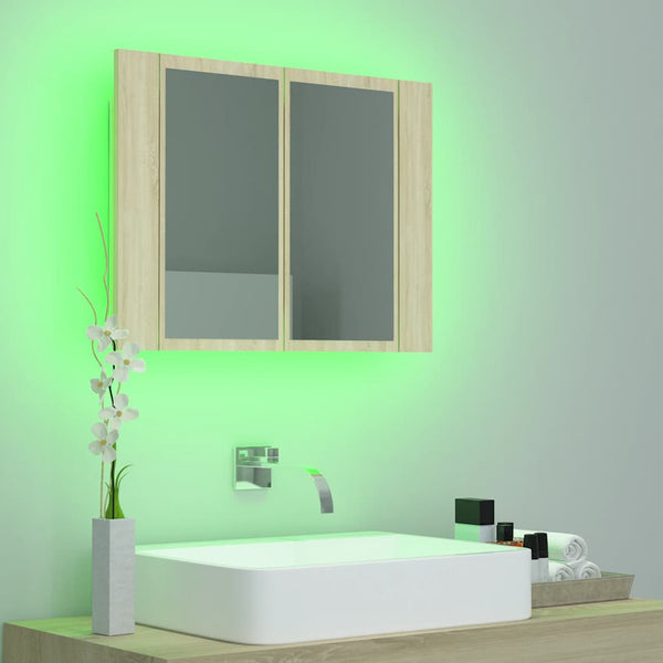 LED Bad Spiegelschrank Sonoma Eiche 60 cm