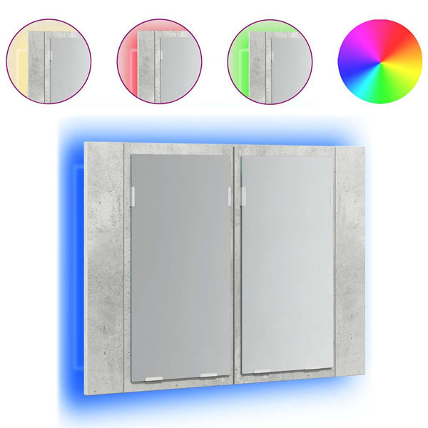 LED Bad Spiegelschrank Betongrau 60 cm