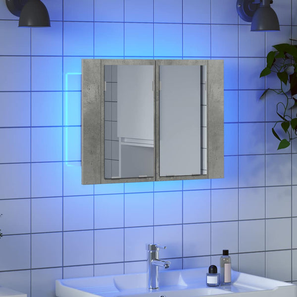 LED Bad Spiegelschrank Betongrau 60 cm