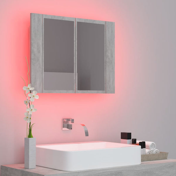 LED Bad Spiegelschrank Betongrau 60 cm